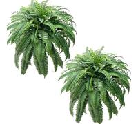 48" Artificial Boston Ferns Large, 2pcs Faux Ferns for Outdoors Planter Realistic UV Resistant Fake Bush Plants Greenery with 88 Fronds for Home Garden Patio Porch Decor