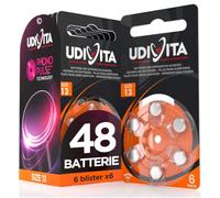 48 Batteries for Hearing Aids Udivita Size 13-8 Blister Packs with 6 Batteries