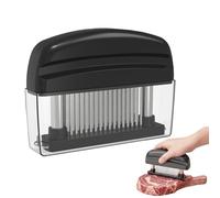 48 Blades Stainless Steel Meat Tenderizer Needle, Manual Steak Tenderizer Press Tool, Handheld Meat Pricker Needle for Fast Marinating, Kitchen Meat Tenderiser for Beef Pork Chicken BBQ (A-Black)