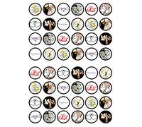 48 Bridal/Wedding EdibleWafer Paper Mini Cupcake Toppers, Cake Pops, Cookies