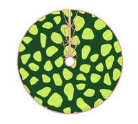 48" Burlap Christmas Tree Skirt, Abstract Green Leaf Print Farmhouse Holiday Tree Mat Base Cover Decor