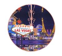48" Burlap Christmas Tree Skirt, Las Vegas Night City Print Farmhouse Holiday Tree Mat Base Cover Decor