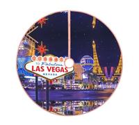 48" Burlap Christmas Tree Skirt, Las Vegas Night City Print Farmhouse Holiday Tree Mat Base Cover Decor