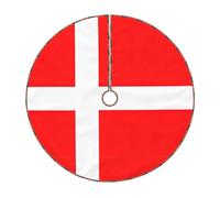 48" Christmas Tree Skirt 30 36 48 Inch - Denmark Danish Flag Print Holiday Party Mat Decorations for Xmas Home Decor