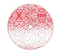 48" Christmas Tree Skirt 30 36 48 Inch - Falling Red Hearts Print Holiday Party Mat Decorations for Xmas Home Decor