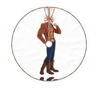48" Christmas Tree Skirt – Festive Cool cowboy man Print Party Mat for Holiday Decor, Perfect for Xmas, Halloween, New Year
