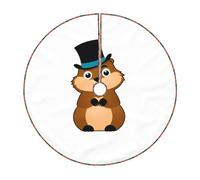 48" Christmas Tree Skirt â€“ Festive Cute Groundhog Print Party Mat for Holiday Decor, Perfect for Xmas, Halloween, New Year