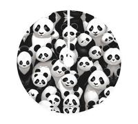 48" Christmas Tree Skirt â€“ Festive Giant pandas huddled together Print Party Mat for Holiday Decor, Perfect for Xmas, Halloween, New Year