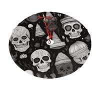 48" Christmas Tree Skirt â€“ Festive Holiday Party Mat with Various skulls Print, Indoor Outdoor Celebrations, New Year