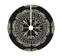 48" Christmas Tree Skirt â€“ Festive Magical Design Norse Runes Compass Print Party Mat Decorations, Xmas Holiday Home Decor