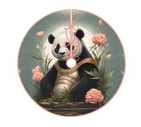48" Christmas Tree Skirt â€“ Festive Panda photo shoot Print Party Mat for Holiday Decor, Perfect for Xmas, Halloween, New Year