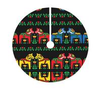 48" Christmas Tree Skirt â€“ Festive Runner Swedish Dala Horse Folk Print Party Mat Decorations, Xmas Holiday Home Decor