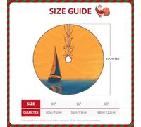 48" Christmas Tree Skirt â€“ Festive sailboat Print Party Mat for Holiday Decor, Perfect for Xmas, Halloween, New Year