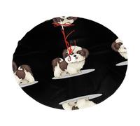 48" Christmas Tree Skirt â€“ Shih Tzu Dog Printed Holiday Party Mat Decorations for Xmas Home Decor Ornaments