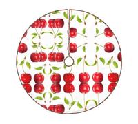 48" Christmas Tree Skirt - Festive Cherry fruit Print Party Mat & Decorations, Perfect for Xmas, Holiday, Home Decor