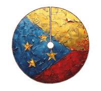 48" Christmas Tree Skirt - Flag of Venezuela Printed Holiday Party Mat Decor for Xmas Home Decor, Base Cover