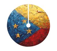 48" Christmas Tree Skirt - Flag of Venezuela Printed Holiday Party Mat Decor for Xmas Home Decor, Base Cover