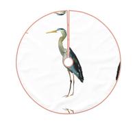 48" Christmas Tree Skirt - Long-Beaked Heron Print Party Mat, Xmas Holiday Home Decor, Base Cover for Indoor & Outdoor Use