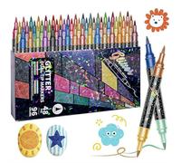 48 Colors Glitter Effect Brush Markers,Glitter Dual-tip Double Colours Shimmer Markers for Doodle Writing,2-in-1 Quick-drying Large Capacity 6mm Soft Brush Tip Pen for Coloring,Smooth No Clog