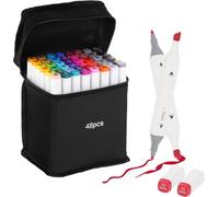 48 Colour Alcohol Markers Set - Dual Tip Permanent Alcohol Based Marker Pens for Colouring Drawing Graphic Sketch Manga Graffiti Art Double Ended Coloured Paint Markers Pen for Adults Kids Artist