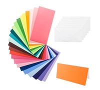 48 Colourful Paper Envelopes Cards Set DIN DL with Envelopes Blank Folding Cards for Wedding Gift Greeting Cards Invitation 21 x 10 cm
