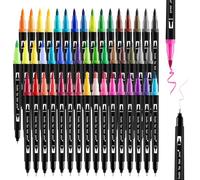 48 Colours Colouring Pens, Dual Tip Marker Felt Tip Pens Brush Pen Water-Based Markers for Adult Kids Scrapbooking Colouring Drawing Sketching Journaling Calligraphy DIY