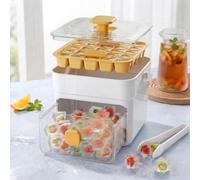 48 Cube Double-Deck Portable Ice Maker with Insulated Bag & Easy Press Lid,Silicone Trays,Counte,Produces 48 Ice Cubes,Stores Over 150 Cubes for DIY Whiskey,Outdoors,Parties (Yellow & White)