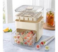 48 Cube Double-Deck Portable Ice Maker with Insulated Bag & Easy Press Lid,Silicone Trays,Counte,Produces 48 Ice Cubes,Stores Over 150 Cubes for DIY Whiskey,Outdoors,Parties (Creamy White)