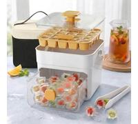 48 Cube Double-Deck Portable Ice Maker with Insulated Bag & Easy Press Lid,Silicone Trays,Counte,Produces 48 Ice Cubes,Stores Over 150 Cubes for DIY Whiskey,Outdoors,Parties (Yellow & White+Bag)