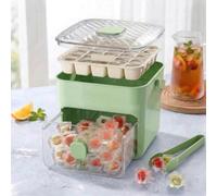 48 Cube Double-Deck Portable Ice Maker with Insulated Bag & Easy Press Lid,Silicone Trays,Counte,Produces 48 Ice Cubes,Stores Over 150 Cubes for DIY Whiskey,Outdoors,Parties (Green)