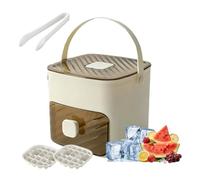 48-Cube Ice Cube Tray with Press Lid & Storage Bin, 2-in-1 Double Layer Silicone Ice Maker Set, Easy Release Ice Mold with Scoop and Tongs for Whiskey, Cocktail, Coffee (B)