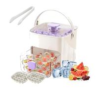 48-Cube Ice Cube Tray with Press Lid & Storage Bin, 2-in-1 Double Layer Silicone Ice Maker Set, Easy Release Ice Mold with Scoop and Tongs for Whiskey, Cocktail, Coffee (D)