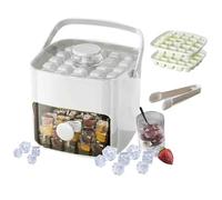 48 Cube Ice Maker, Portable Ice Maker with Lid and Storage Box, with Tongs, Double-Layer Large Capacity Ice Cube Tray, Easy Press Release & Stackable Design for Home Office,White
