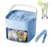 48 Cube Ice Maker with Easy Press Lid, 2-in-1 Large Capacity Ice Maker & Storage Bin Set, Double-Deck Portable Ice Cube Tray, Ice Cube Mold Maker Container Box Includes Lid Bin Tongs (Blue)