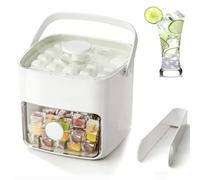48 Cube Ice Maker with Easy Press Lid, 2-in-1 Large Capacity Ice Maker & Storage Bin Set, Double-Deck Portable Ice Cube Tray, Ice Cube Mold Maker Container Box Includes Lid Bin Tongs (White)