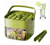48 Cube Ice Maker with Easy Press Lid, 2-in-1 Large Capacity Ice Maker & Storage Bin Set, Double-Deck Portable Ice Cube Tray, Ice Cube Mold Maker Container Box Includes Lid Bin Tongs (Green)