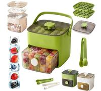 48 Cube Ice Maker with Easy Press Lid ＆ Double-Deck & Bin, Portable Ice Cube Maker with Clip, Easy Press to Release Ice, Instant Ice Maker for Coffee Cocktails and Juice (Green)