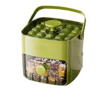 48 Cube Ice Maker with Easy Press Lid, Double-Deck Ice Cube Tray with Storage Bin, Ice Tongs & Odor-Isolating Lid for Whiskey Cocktail Coffee (Green)