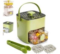 48 Cube Ice Maker with Easy Press Lid, Double-Deck Portable Ice Cube Tray, Easy Press Release, Creative DIY Ice Cube Mold and 2 Trays with Clip,Reusable Ice-Grid for Coffee Cocktails and Juice (Green)