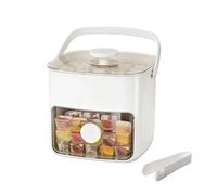 48 Cube Ice Maker with Easy Press Lid,Double-Deck Portable Ice Cube Tray,Ice Trays Container Box for Freezer,Includes Lid Bin Tongs for DIY Whiskey Cocktail Coffee Beverages (White)