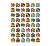 48 Edible Wafer Paper Superhero Retro Pow Zap Comic Book Style Cake Toppers Decorations