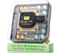 48 Egg Incubator for Hatching Chicken/Goose/Quail/Duck/Turkey, 360° View Poultry Incubator with Automatic Egg Turning/Humidity Control & Alarm/Auto Water Adding/Adjustable Tray, for Beginner/Farm/Home
