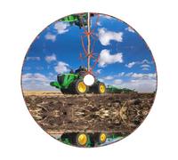 48" Elegant Christmas Tree Skirt - Tractor farm Full-Print Perfect for Xmas, Halloween, and New Year Decorations