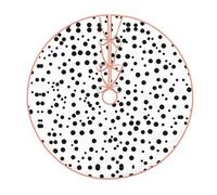 48" Faux Linen Christmas Tree Skirt,Farmhouse Holiday Tree Decor,Black White Polka Dot Print Xmas Base Cover