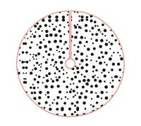48" Faux Linen Christmas Tree Skirt,Farmhouse Holiday Tree Decor,Black White Polka Dot Print Xmas Base Cover