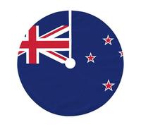 48" Faux Linen Christmas Tree Skirt,Farmhouse Holiday Tree Decor,New Zealand Flag Print Xmas Base Cover
