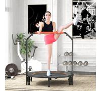HOMCOM 48" Foldable Mini Trampoline Fitness Trampoline Rebounder for Adults with Adjustable Foam Handle, for Indoors, Outdoors, Cardio Training, Orange