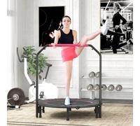 HOMCOM 40" Foldable Mini Fitness Trampoline w/ Foam Handle, Green - Pink - 99-123H x Φ122 cm