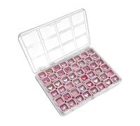 48 Grid Nail Design Organizer Box - Clear Polymer Earrings Container, Rhinestones Craft Display Case | Portable Small Jewelry Storage Holder, Travel Makeup Beads Showcase For Girls Bedroom Closet