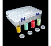 48 Grids Diamond Painting Storage Containers - 5D Diamond Painting Art Bead Organizer Box with Label Stickers, Clear Plastic Craft Storage Case for DIY Jewelry, Nail Art & Small Items (48)